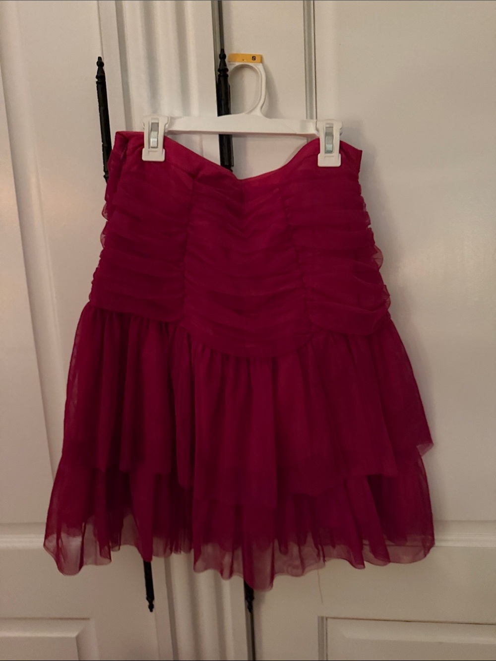 Anthropologie Fuchsia Layered Tulle Skater Skirt